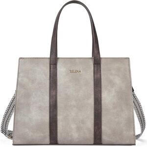 Gray Leather Tote Bag